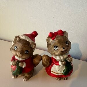 Vintage Homco Ceramic Christmas Squirrel Figurines